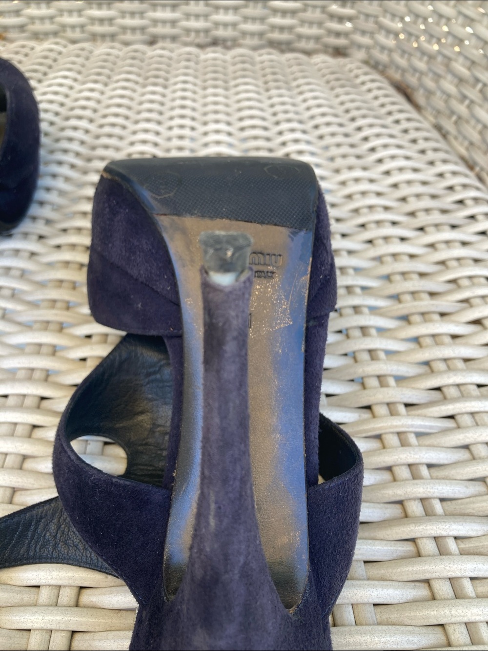 Miu Miu Navy Suede Cutout Peep-Toe Heels EU size 41 - Picture 8 of 9
